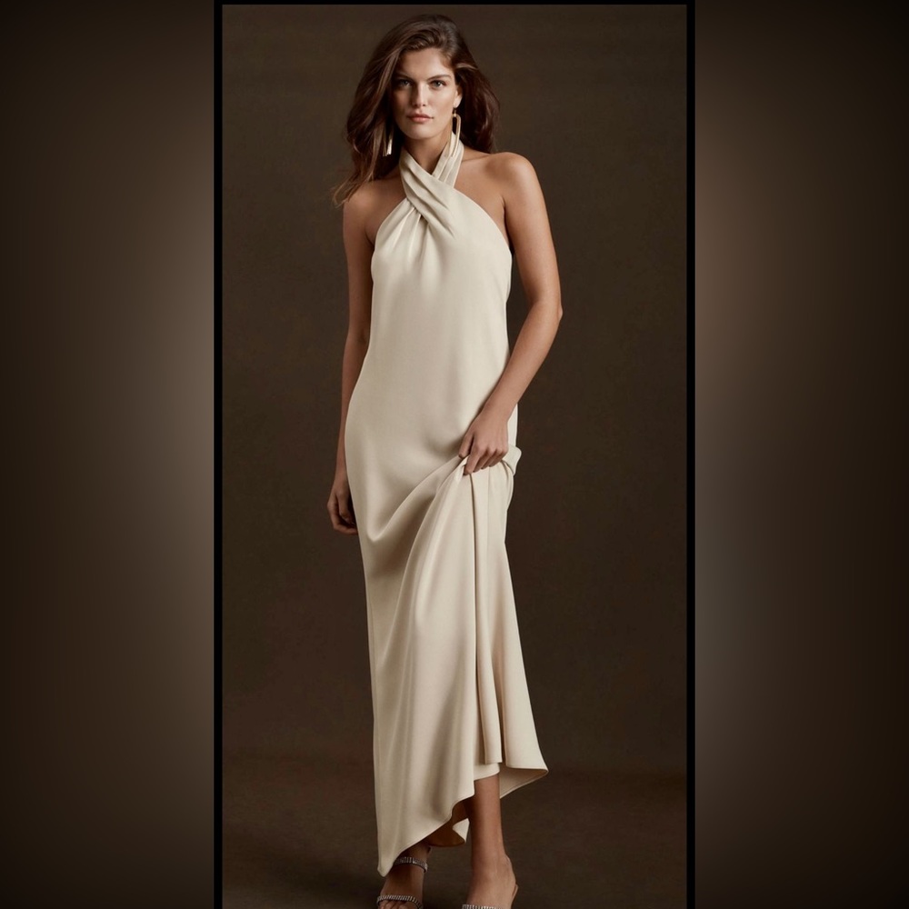 BHLDN Ruby Twist Halter Satin Gown